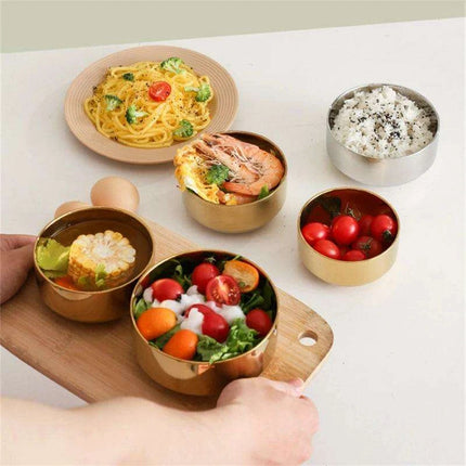 Elegant Dual-Layer Stainless Steel Bowls - Essential for Modern Korean Dining - Très Elite