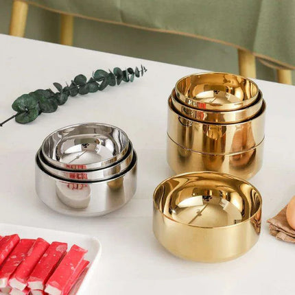 Elegant Dual-Layer Stainless Steel Bowls - Essential for Modern Korean Dining - Très Elite