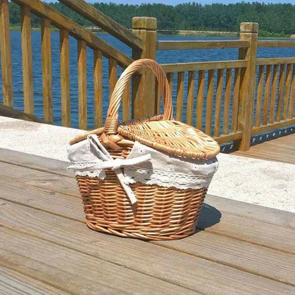 Elegant Dual-Lid Wicker Picnic Basket - Spacious Handcrafted Storage Solution - Très Elite