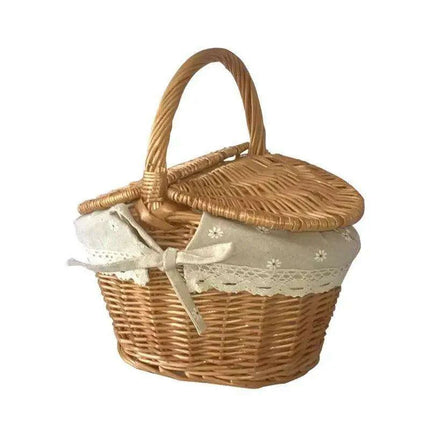 Elegant Dual-Lid Wicker Picnic Basket - Spacious Handcrafted Storage Solution - Très Elite