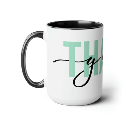 Elegant Duo of Glossy Two-Tone Ceramic Coffee Mugs - Premium Set of 2 - Très Elite