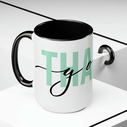 Elegant Duo of Glossy Two-Tone Ceramic Coffee Mugs - Premium Set of 2 - Très Elite