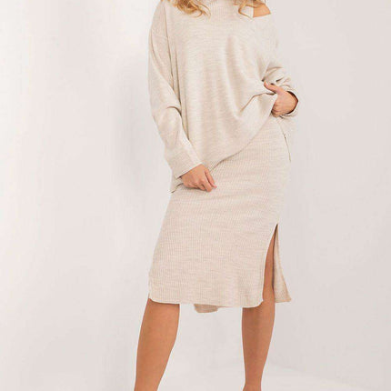 Elegant Ease: Sleeveless Dress and Heart-Neck Sweater Set - Très Elite