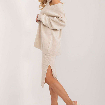 Elegant Ease: Sleeveless Dress and Heart-Neck Sweater Set - Très Elite