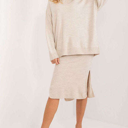 Elegant Ease: Sleeveless Dress and Heart-Neck Sweater Set - Très Elite