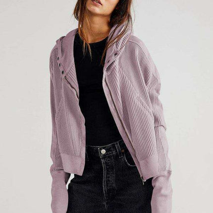 Elegant Ease Zip-Up Hoodie with Functional Pockets - Très Elite