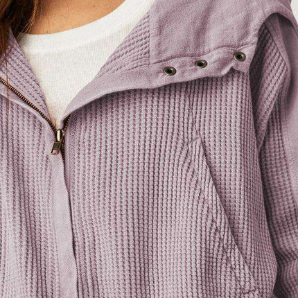 Elegant Ease Zip-Up Hoodie with Functional Pockets - Très Elite