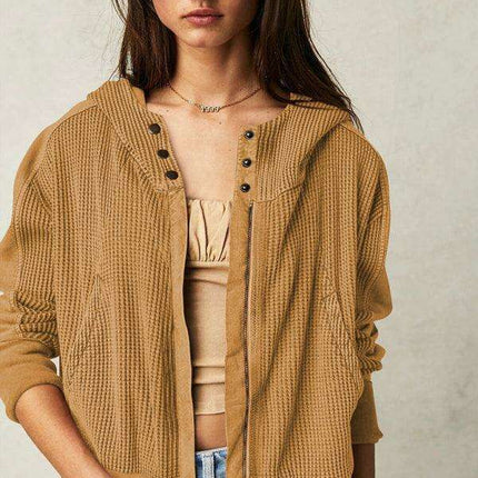 Elegant Ease Zip-Up Hoodie with Functional Pockets - Très Elite