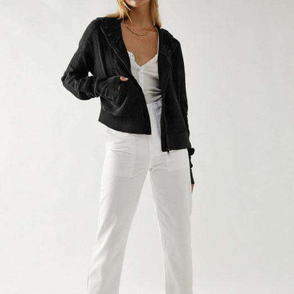 Elegant Ease Zip-Up Hoodie with Functional Pockets - Très Elite