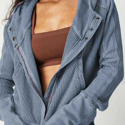 Elegant Ease Zip-Up Hoodie with Functional Pockets