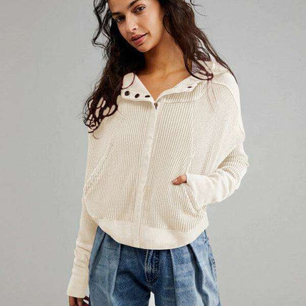 Elegant Ease Zip-Up Hoodie with Functional Pockets - Très Elite