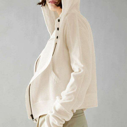 Elegant Ease Zip-Up Hoodie with Functional Pockets - Très Elite