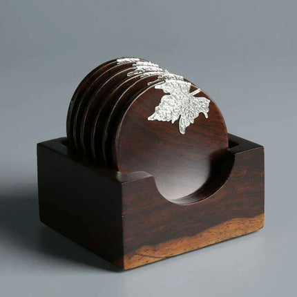 Elegant Ebony Square Zen Tea Ceremony Set with Wooden Tray..