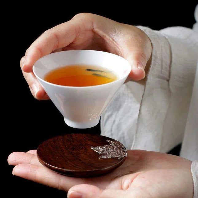 Elegant Ebony Square Zen Tea Ceremony Set with Wooden Tray