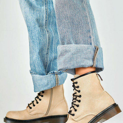Elegant Eco-Friendly Beige Suede Winter Ankle Boots - Très Elite
