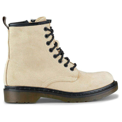 Elegant Eco-Friendly Beige Suede Winter Ankle Boots - Très Elite