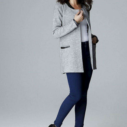 Elegant Eco-Leather Trimmed Jacket with Fashionable Stand-Up Collar - Très Elite