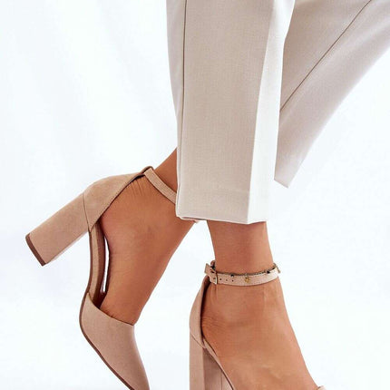 Elegant Eco-Suede Block Heel Pumps - Model 181456 - Très Elite