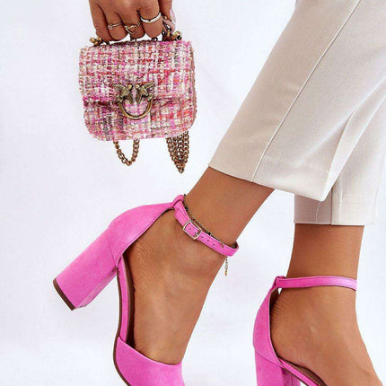 Elegant Eco-Suede Block Heel Pumps - Model 181456 - Très Elite