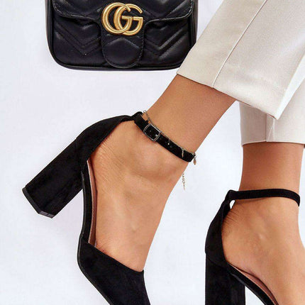 Elegant Eco-Suede Block Heel Pumps - Model 181456 - Très Elite