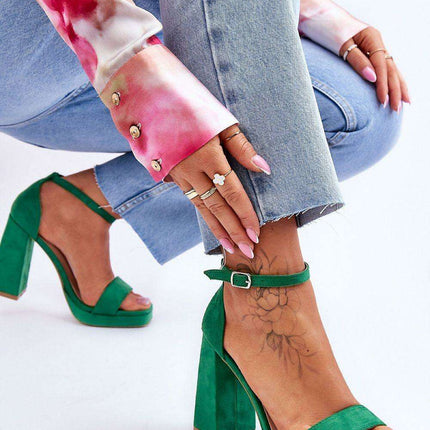 Elegant Eco-Suede Heel Sandals Model 179872 - Très Elite