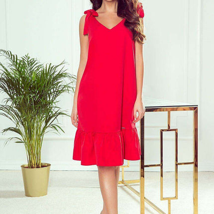 Elegant Ecru Daydress with Bowed Shoulders by Numoco - Très Elite