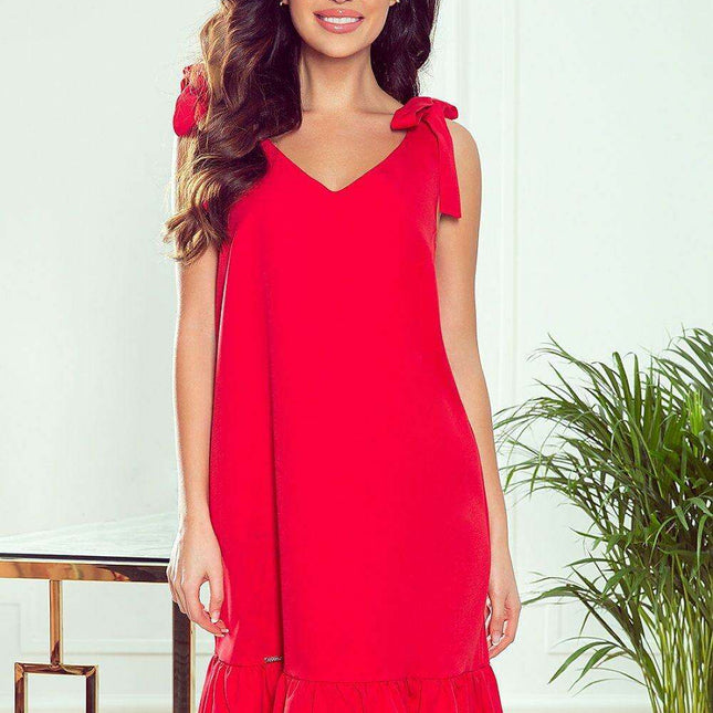 Elegant Ecru Daydress with Bowed Shoulders by Numoco - Très Elite