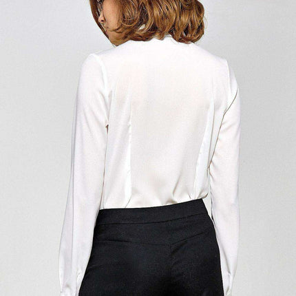 Elegant Ecru Long Sleeve Chic Blouse for Women by Nife - Très Elite