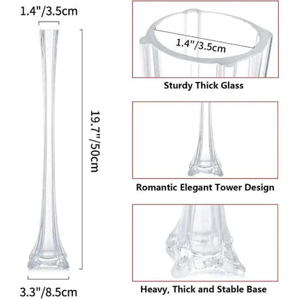Elegant Eiffel Tower Crystal Vase Set of 10pcs