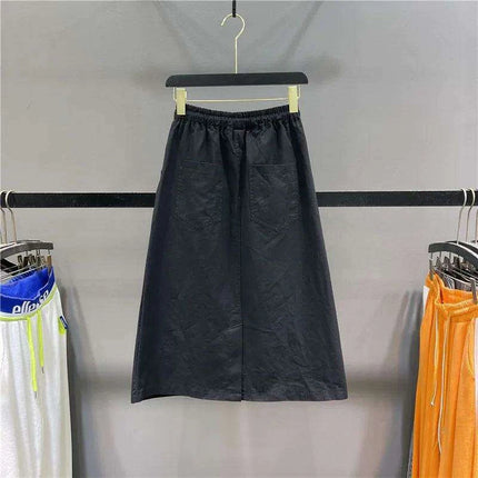 Elegant Elastic Waist Mid-Calf Skirt for Women – Perfect for Casual Spring & Summer Wear - Très Elite