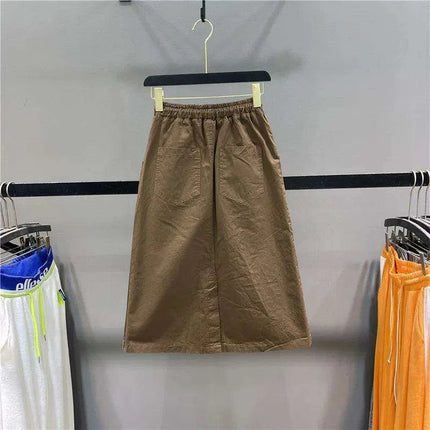 Elegant Elastic Waist Mid-Calf Skirt for Women – Perfect for Casual Spring & Summer Wear - Très Elite
