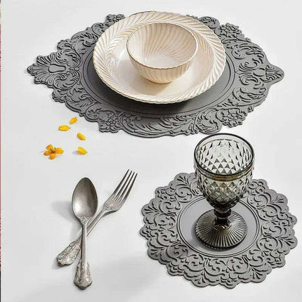 Elegant Embossed Flower Silicone Placemats - Enhance Your Dining Experience - Très Elite