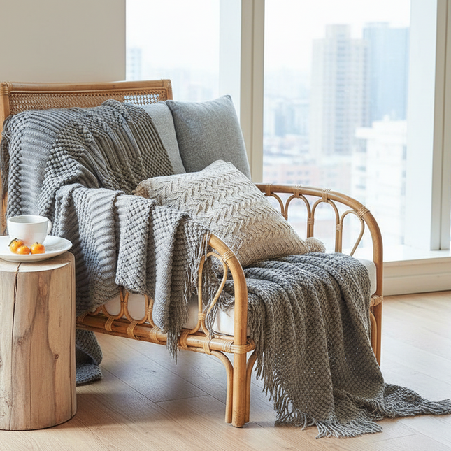 Elegant Embrace: Premium Acrylic Throw Blanket for Cozy Sophistication