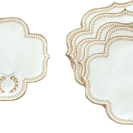 Elegant Embroidered Dining Ensemble: Luxe Faux Leather Set for Elevated Table Decor - Très Elite