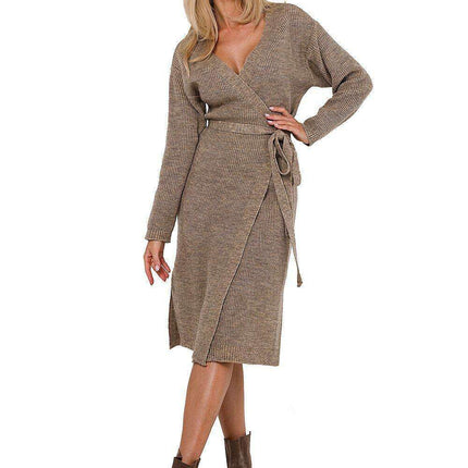 Elegant Envelope Front Sweater Dress - Très Elite