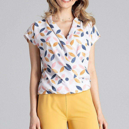 Elegant Envelope Neck Blouse with Trendy Dropped Sleeves - Très Elite