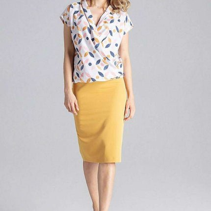 Elegant Envelope Neck Blouse with Trendy Dropped Sleeves - Très Elite