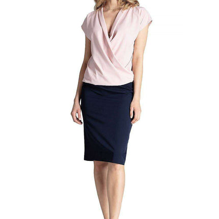 Elegant Envelope Neck Blouse with Trendy Dropped Sleeves - Très Elite