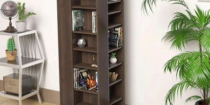 Elegant Espresso 4-Sided Rotating Storage Tower