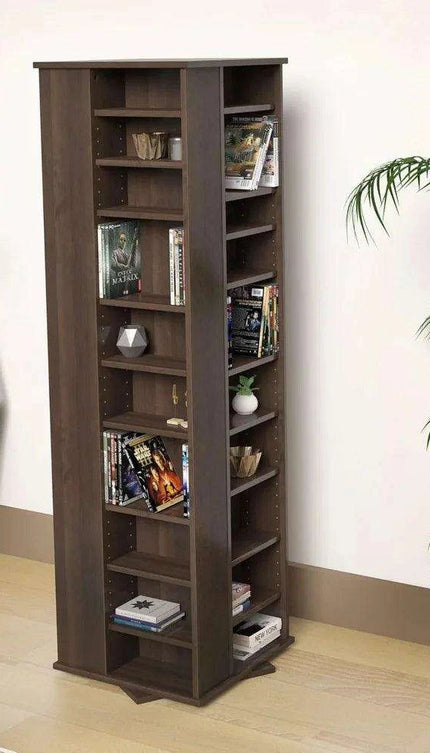 Elegant Espresso 4-Sided Rotating Storage Tower - Très Elite