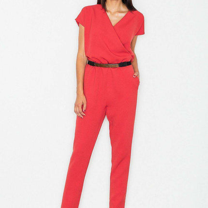 Elegant Essence: Tailored Jumpsuit with Trendy Wrap Top Set - Très Elite