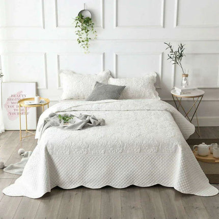 Elegant Euro-Style Embroidered Bedspread Set with Premium Cotton Filling - Versatile Summer Blanket and Mattress Cover- Très Elite- Très Elite