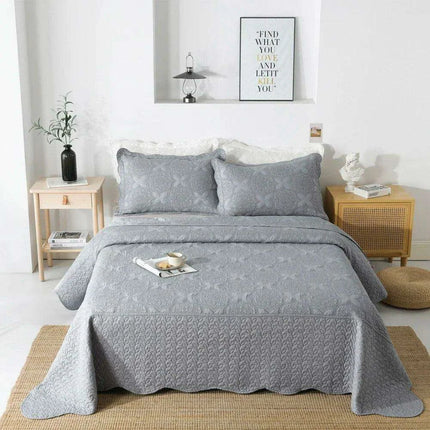 Luxury Embroidered Euro-Style Bedspread Set with Cotton Filling