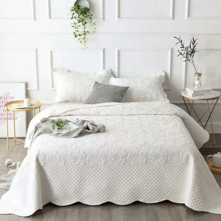 Luxury Embroidered Euro-Style Bedspread Set with Cotton Filling