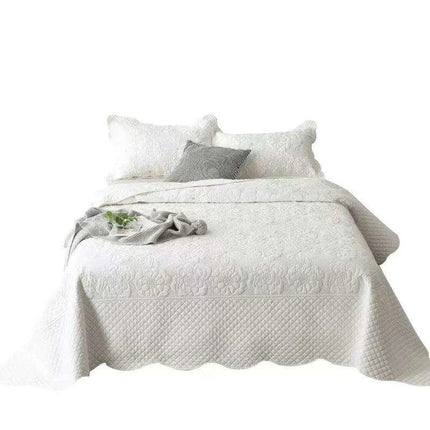 Luxury Embroidered Euro-Style Bedspread Set with Cotton Filling