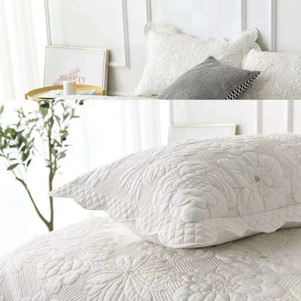 Luxury Embroidered Euro-Style Bedspread Set with Cotton Filling