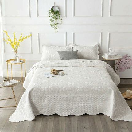 Elegant Euro-Style Embroidered Bedspread Set with Premium Cotton Filling - Versatile Summer Blanket and Mattress Cover- Très Elite- Très Elite