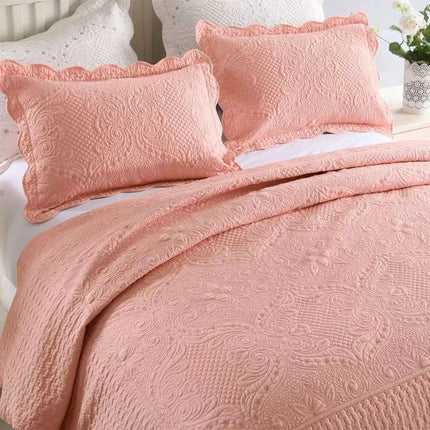 Luxury Embroidered Euro-Style Bedspread Set with Cotton Filling