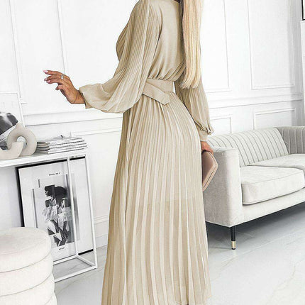 Elegant European Blue Chiffon Pleated Evening Dress - Très Elite