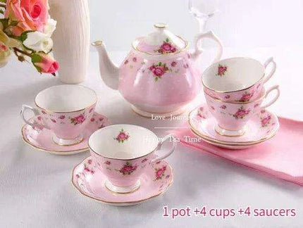 Elegant European Bone China Coffee and Tea Set - Deluxe Porcelain Pot, Cups, and Saucers Collection - Très Elite